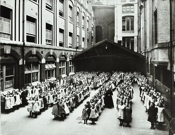 Assembly in the playground, Jews Free School, Stepney, London, 1908