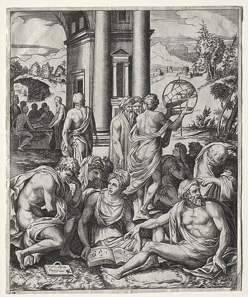 An Assembly of Scholars, c. 1515  /  1527. Creator: Marco Dente (Italian, c. 1486-1527)