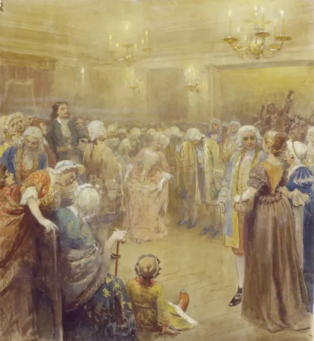 Framed Print : The Assembly at the time of Peter I. Artist: Lebedev, Klavdi Vasilyevich (1852-1916) Framed Print : The Assembly at the time of Peter I. Artist: Lebedev, Klavdi Vasilyevich (1852-1916)