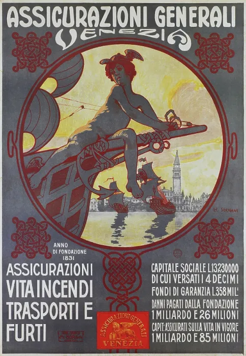 Framed Print : Assicurazioni Generali S.p.A. 1910. Creator: Sormani, Gian Luciano (1867-1938) Framed Print : Assicurazioni Generali S.p.A. 1910. Creator: Sormani, Gian Luciano (1867-1938)