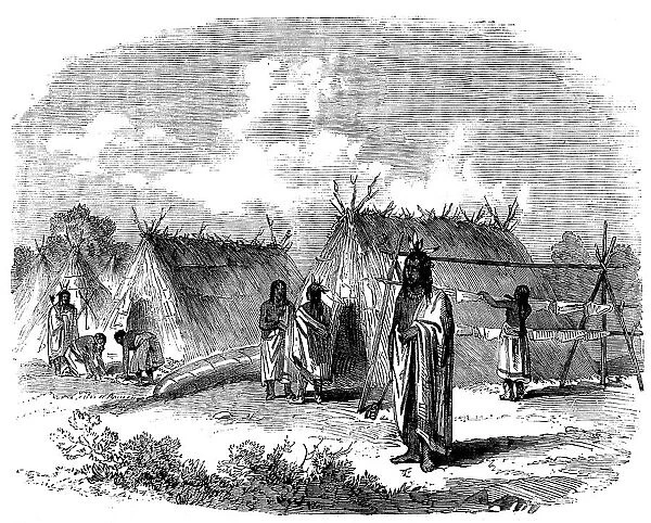 The Assiniboine and Saskatchewan Exploring Expedition - Ojibway Encampment near the Falls... 1858. Creator: Unknown