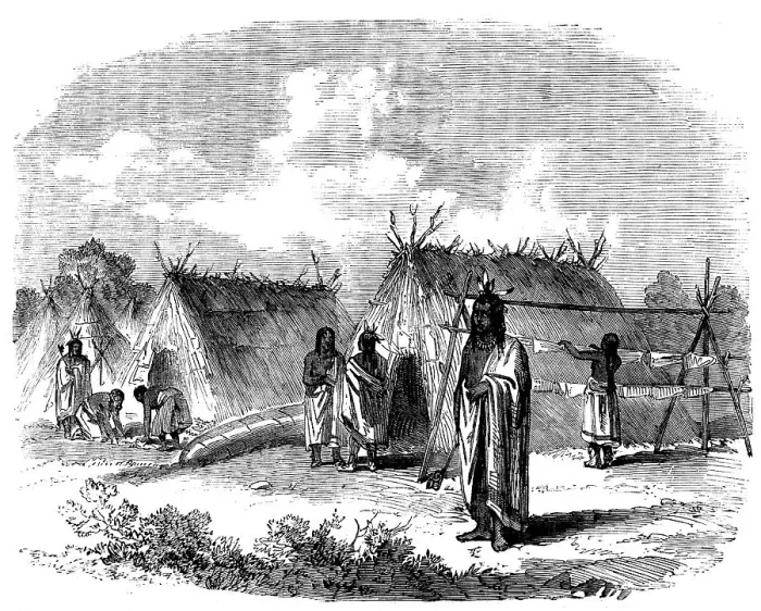 Framed Print : The Assiniboine and Saskatchewan Exploring Expedition - Ojibway Encampment near the Falls... 1858. Creator: Unknown Framed Print : The Assiniboine and Saskatchewan Exploring Expedition - Ojibway Encampment near the Falls... 1858. Creator: Unknown