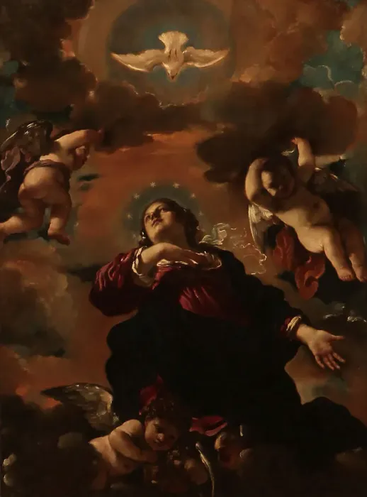 Framed Print : The Assumption of the Blessed Virgin Mary, 1620. Creator: Guercino (1591-1666)