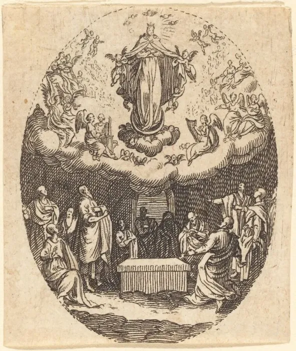 Framed Print : The Assumption with the Cherubin. Creator: Jacques Callot Framed Print : The Assumption with the Cherubin. Creator: Jacques Callot