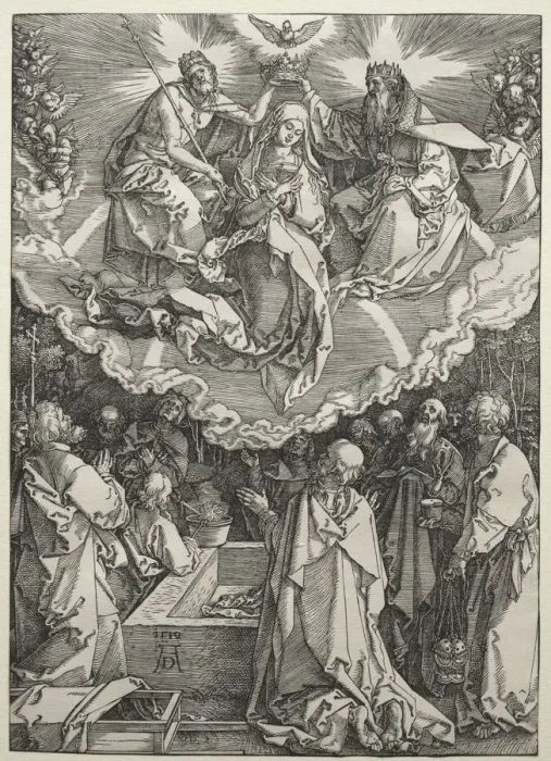 Framed Print : The Assumption and Coronation of the Virgin, 1510. Creator: Albrecht Dürer (German Framed Print : The Assumption and Coronation of the Virgin, 1510. Creator: Albrecht Dürer (German