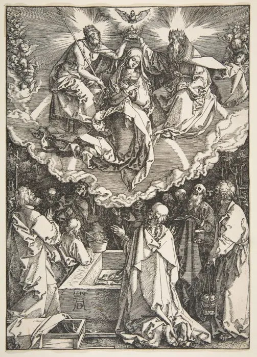 Framed Print : The Assumption and Coronation of the Virgin, from The Life of the Virgin, 1510 Framed Print : The Assumption and Coronation of the Virgin, from The Life of the Virgin, 1510
