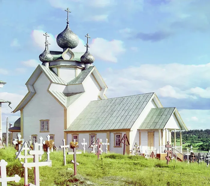 Framed Print : Assumption of the Mother of God Church in Deviatiny (200 years old) [Russian Empire], 1909. Creator: Sergey Mikhaylovich Prokudin-Gorsky