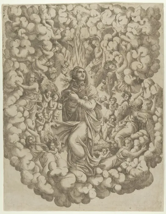 Framed Print : The Assumption of the Virgin, 1540-50. Creator: Master IQV Framed Print : The Assumption of the Virgin, 1540-50. Creator: Master IQV