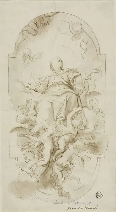 Framed Print : Assumption of the Virgin, n.d. Creators: Domenico Piola I, Marcello Venusti Framed Print : Assumption of the Virgin, n.d. Creators: Domenico Piola I, Marcello Venusti