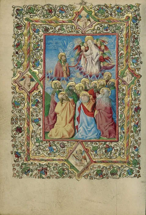 Framed Print : The Assumption of the Virgin and Saint Thomas Receiving the Virgin's Girdle, about 1460. Creator: Unknown Framed Print : The Assumption of the Virgin and Saint Thomas Receiving the Virgin's Girdle, about 1460. Creator: Unknown