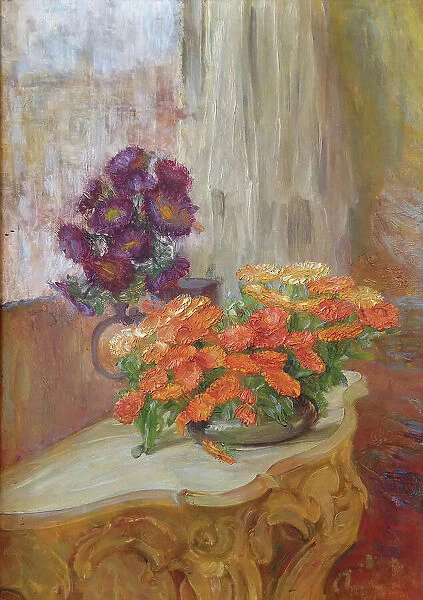 Asters and marigolds, (c1900s). Creator: Ida Eléonora de Schulzenheim