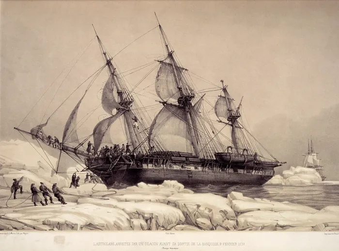 Framed Print : The Astolabe caught in ice on its voyage of exploration to the Pacific Islands, Feb 1838. Creator: Auguste Etienne Francois Mayer Framed Print : The Astolabe caught in ice on its voyage of exploration to the Pacific Islands, Feb 1838. Creator: Auguste Etienne Francois Mayer