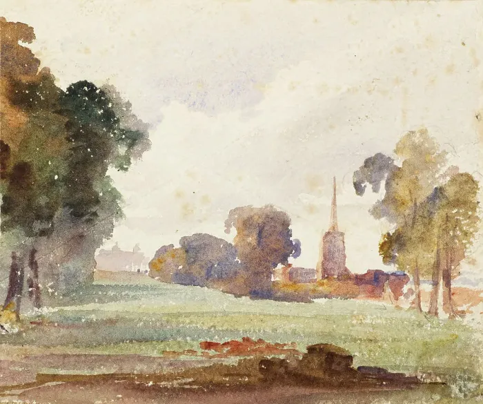 Framed Print : Aston Hall and Church, 1835-45. Creator: David Cox the Elder Framed Print : Aston Hall and Church, 1835-45. Creator: David Cox the Elder