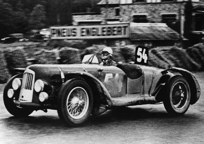 Framed Print : Aston Martin DB1 at Spa 1948, Horsfall-Johnson. Creator: Unknown Framed Print : Aston Martin DB1 at Spa 1948, Horsfall-Johnson. Creator: Unknown