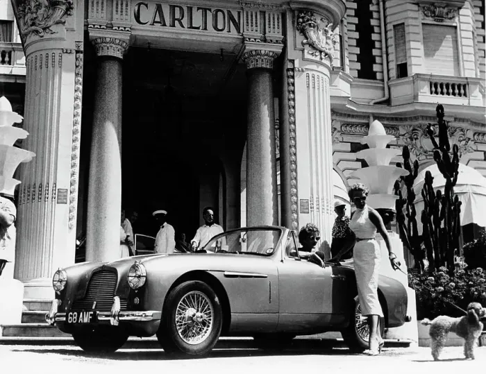 Framed Print : Aston Martin DB2-4 outside the Hotel Carlton, Cannes, France, 1955