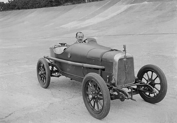 Aston Martin of GC Stead on the Members Banking at Brooklands, Surrey, c1920s. Artist: Bill Brunell