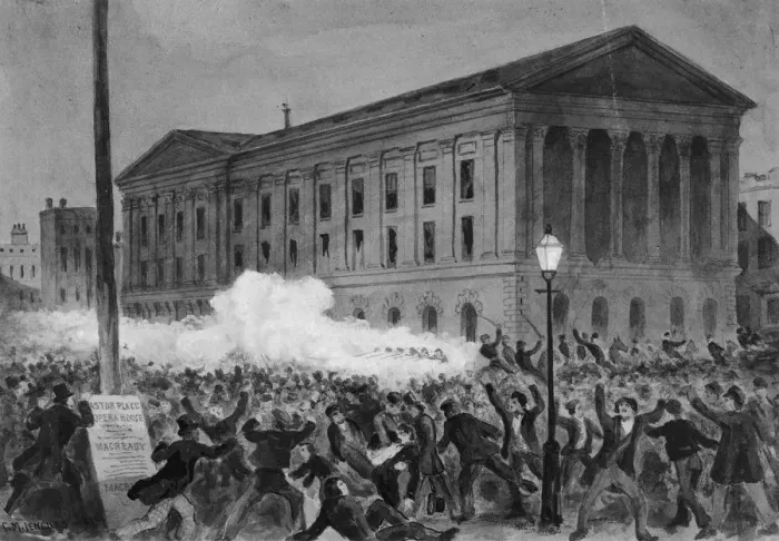 Framed Print : Astor Place Riot, 1849, 1896. Creator: Charles M Jenckes Framed Print : Astor Place Riot, 1849, 1896. Creator: Charles M Jenckes