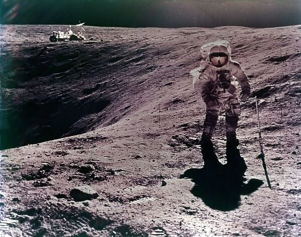 Charlie Duke with Lunar Rover on Descartes Highland during Apollo 16 Photo Print 