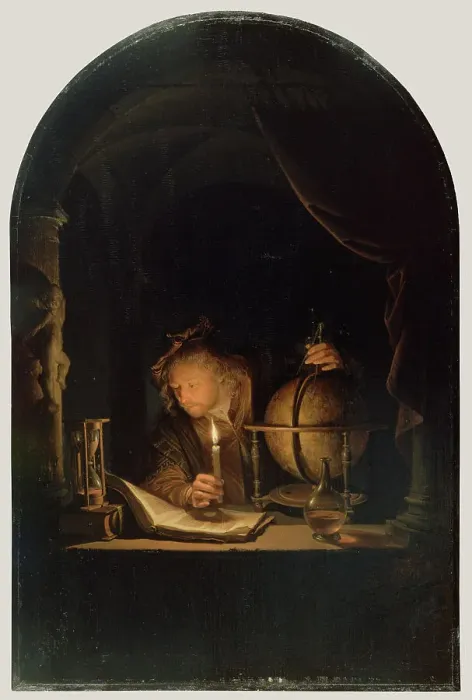 Framed Print : Astronomer by Candlelight, late 1650s. Creator: Gerrit Dou Framed Print : Astronomer by Candlelight, late 1650s. Creator: Gerrit Dou
