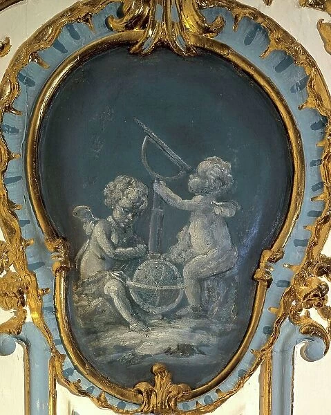 Two astronomers, a sphere and a telescope, between 1735 and 1745. Creator: Unknown