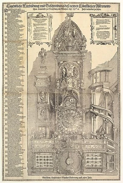 Astronomical Clock in the Cathedral in Strasbourg, 1574. Creator: Tobias Stimmer