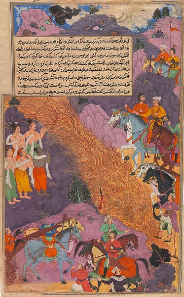 Asvatthama Fires the Narayana Weapon (Cosmic Fire) at the Pandavas, Folio... ca. 1616-17