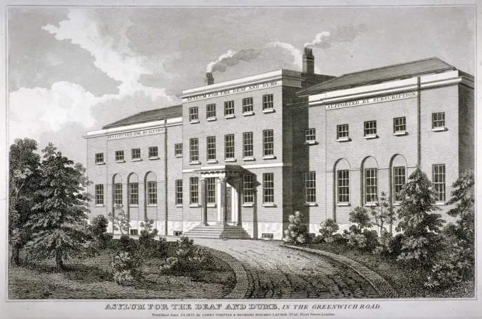 Framed Print : Asylum for the Deaf and Dumb, Old Kent Road, Southwark, London, 1813 Framed Print : Asylum for the Deaf and Dumb, Old Kent Road, Southwark, London, 1813