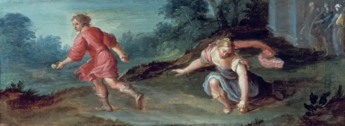 Framed Print : Atalanta and the Golden Apples, c1619. Artist: Hendrick van Balen Framed Print : Atalanta and the Golden Apples, c1619. Artist: Hendrick van Balen