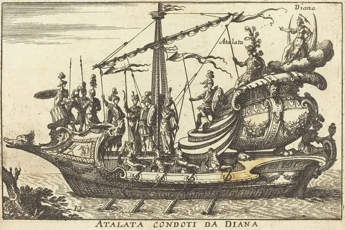 Framed Print : Atalata condoti da Diana. Creator: Balthasar Moncornet Framed Print : Atalata condoti da Diana. Creator: Balthasar Moncornet