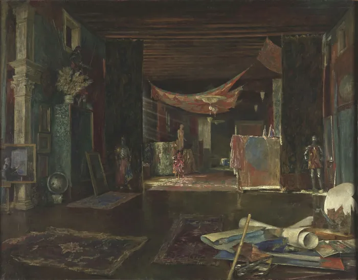 Framed Print : Atelier of the artist at Palazzo Pesaro degli Orfei. Creator: Fortuny y Madrazo, Mariano (1871-1949) Framed Print : Atelier of the artist at Palazzo Pesaro degli Orfei. Creator: Fortuny y Madrazo, Mariano (1871-1949)