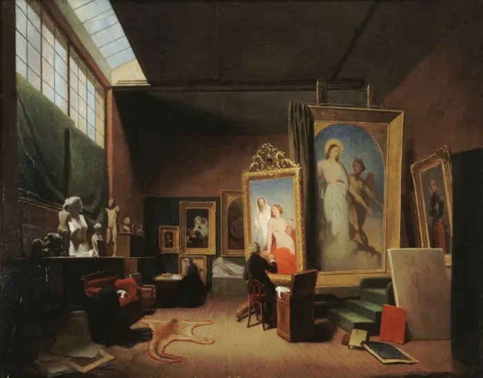 Framed Print : Atelier d Ary Scheffer, rue Chaptal, 1851. Creator: Lamme, Arie Johannes (1812-1900) Framed Print : Atelier d Ary Scheffer, rue Chaptal, 1851. Creator: Lamme, Arie Johannes (1812-1900)