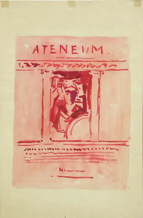 Framed Print : Ateneum magazine cover proposal, published by Wentzel Hagelstam, 1898-1899. Creator: Albert Edelfelt Framed Print : Ateneum magazine cover proposal, published by Wentzel Hagelstam, 1898-1899. Creator: Albert Edelfelt