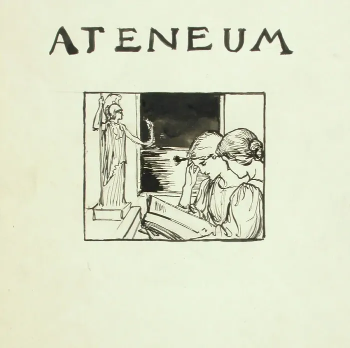 Framed Print : Ateneum magazine cover proposal, published by Wentzel Hagelstam, 1898. Creator: Albert Edelfelt Framed Print : Ateneum magazine cover proposal, published by Wentzel Hagelstam, 1898. Creator: Albert Edelfelt
