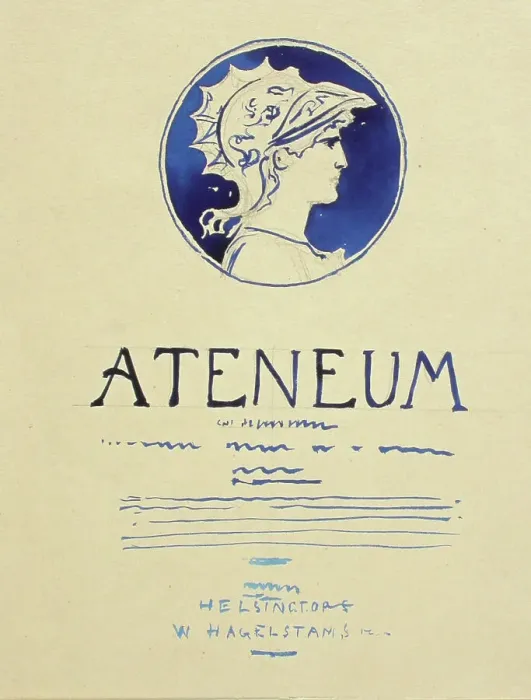 Framed Print : Ateneum magazine cover proposal, published by Wentzel Hagelstam, 1898-1899. Creator: Albert Edelfelt Framed Print : Ateneum magazine cover proposal, published by Wentzel Hagelstam, 1898-1899. Creator: Albert Edelfelt