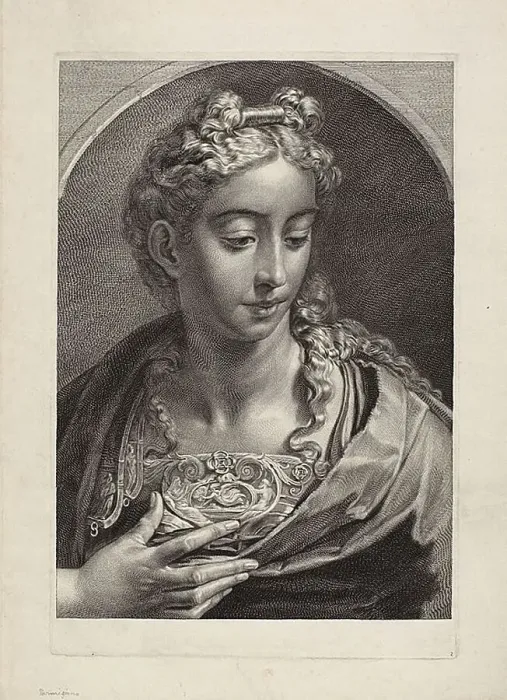 Framed Print : Athena, from Cabinet Reynst; Variarum imaginum a celeberrimis artificibus pictarum... c. 1650. Creator: Cornelis de Visscher Framed Print : Athena, from Cabinet Reynst; Variarum imaginum a celeberrimis artificibus pictarum... c. 1650. Creator: Cornelis de Visscher