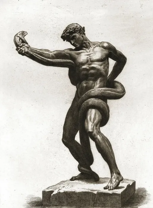 Framed Print : The Athlete Wrestling With A Python, after Sir Frederick Leighton, P.R.A. c1880-83. Creator: A Gilbert Framed Print : The Athlete Wrestling With A Python, after Sir Frederick Leighton, P.R.A. c1880-83. Creator: A Gilbert