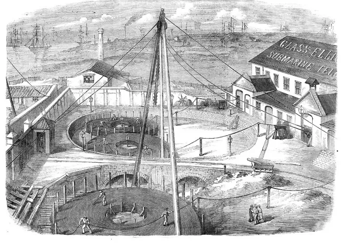 Framed Print : The Atlantic Cable, ready for shipment, Morden Wharf, East Greenwich, 1857. Creator: Unknown Framed Print : The Atlantic Cable, ready for shipment, Morden Wharf, East Greenwich, 1857. Creator: Unknown