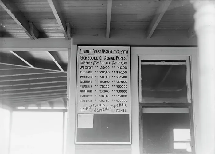 Framed Print : Atlantic Coast Aero-Nautical Statn. - Schedule of Aerial Fares, Early Venture In Passenger... 1915. Creator: Harris & Ewing. Atlantic Coast Aero-Nautical Statn. - Schedule of Aerial Fares, Early Venture In Passenger... 1915 Framed Print : Atlantic Coast Aero-Nautical Statn. - Schedule of Aerial Fares, Early Venture In Passenger... 1915. Creator: Harris & Ewing. Atlantic Coast Aero-Nautical Statn. - Schedule of Aerial Fares, Early Venture In Passenger... 1915