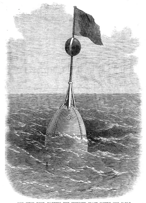 Framed Print : The Atlantic Telegraph Expedition: the first buoy...where the cable was grappled, Aug. 3, 1865. Creator: Unknown Framed Print : The Atlantic Telegraph Expedition: the first buoy...where the cable was grappled, Aug. 3, 1865. Creator: Unknown