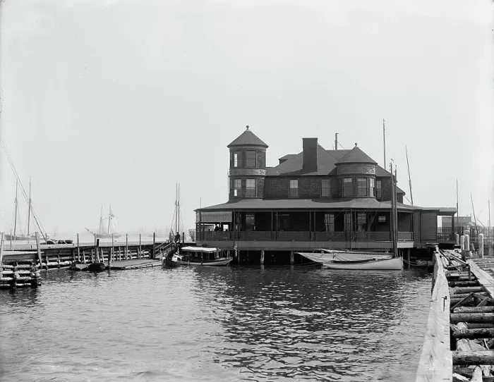 Framed Print : Atlantic Yacht Club House, Bay Ridge, between 1880 and 1930. Creator: Unknown Framed Print : Atlantic Yacht Club House, Bay Ridge, between 1880 and 1930. Creator: Unknown