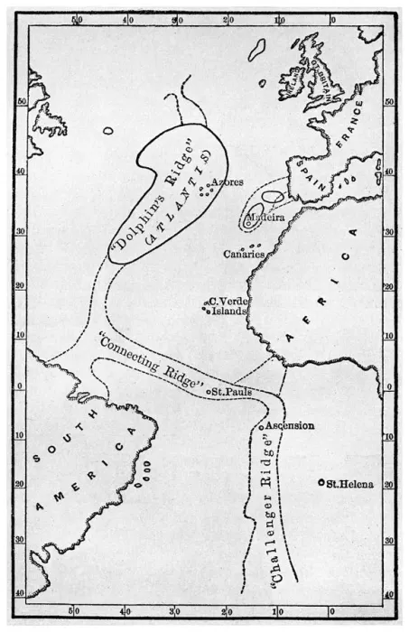 Framed Print : Atlantis: a map showing the location of the mythical continent, c1882 (1956) Framed Print : Atlantis: a map showing the location of the mythical continent, c1882 (1956)