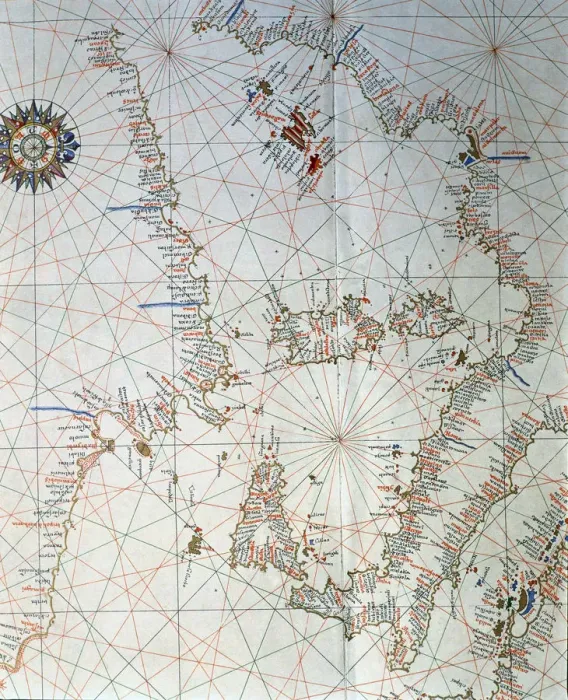 Framed Print : Atlas of Joan Martines, Messina, 1582. Portulan chart of the western Mediterranean Framed Print : Atlas of Joan Martines, Messina, 1582. Portulan chart of the western Mediterranean