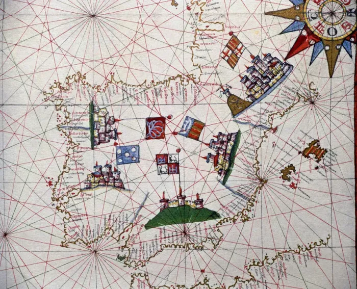 Framed Print : Atlas of Joan Martines, Messina, 1582, in the Iberian Peninsula portulan chart Framed Print : Atlas of Joan Martines, Messina, 1582, in the Iberian Peninsula portulan chart