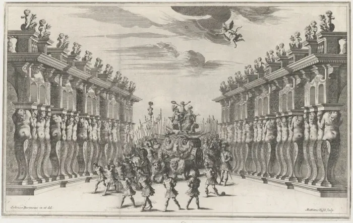 Framed Print : Atrium of the Palace of Venus; set design from Il Pomo D'Oro, 1668. Creator: Mathaus Küsel Framed Print : Atrium of the Palace of Venus; set design from Il Pomo D'Oro, 1668. Creator: Mathaus Küsel