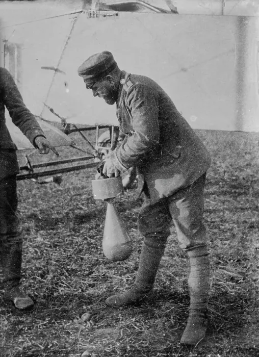 Framed Print : Attaching bomb to German Aeroplane, 16 Jan 1915. Creator: Bain News Service Framed Print : Attaching bomb to German Aeroplane, 16 Jan 1915. Creator: Bain News Service