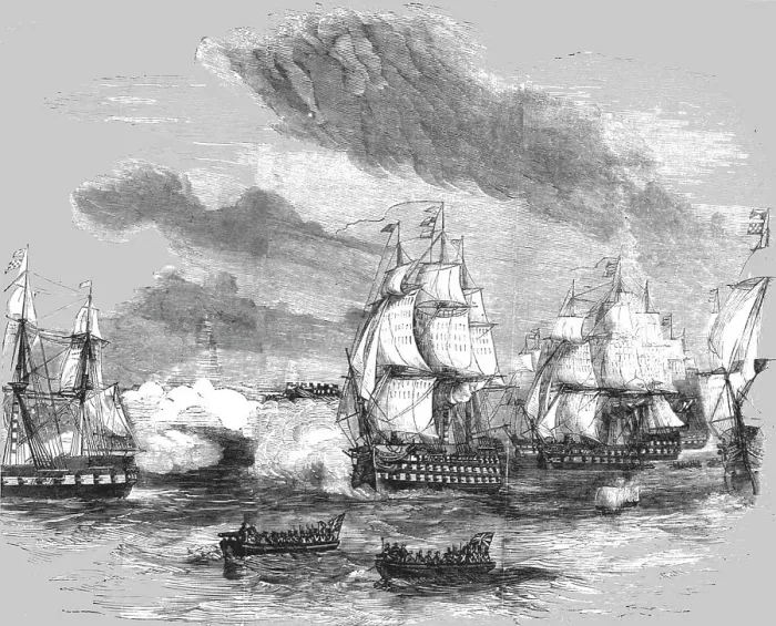 Framed Print : Attack of the Allied Fleets on Sebastopol.1854. Creator: Unknown Framed Print : Attack of the Allied Fleets on Sebastopol.1854. Creator: Unknown