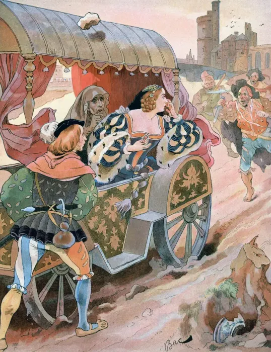 Framed Print : Attack on a carriage, Quai de Nesles, Reign of Francis I, 16th century, c1870-1950. Artist: Ferdinand Sigismund Bac Framed Print : Attack on a carriage, Quai de Nesles, Reign of Francis I, 16th century, c1870-1950. Artist: Ferdinand Sigismund Bac