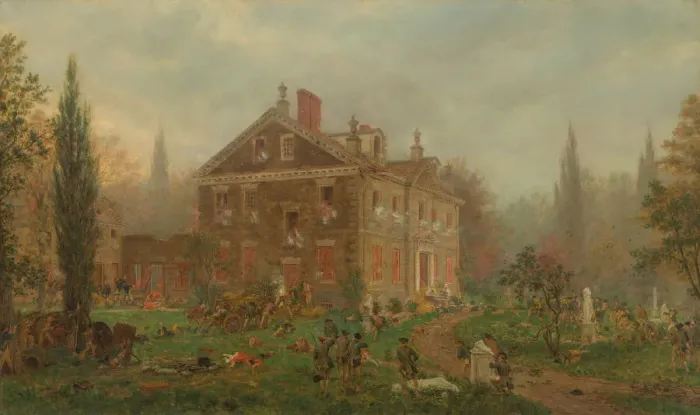 Framed Print : The Attack on Chews House during the Battle of Germantown, 1777, 1878 Framed Print : The Attack on Chews House during the Battle of Germantown, 1777, 1878