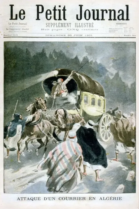 Framed Print : Attack on a courier in Algeria, 1901 Framed Print : Attack on a courier in Algeria, 1901
