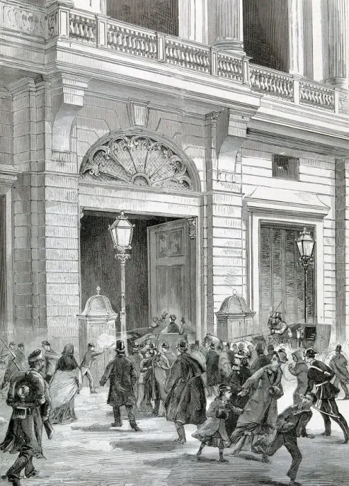 Framed Print : Attack on December 31, 1879 against King Alphonse XII of Spain and the Queen to coming